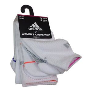 Adidas Womens Cushioned Crew Socks 3 Pack Size 5-10 Aeroready